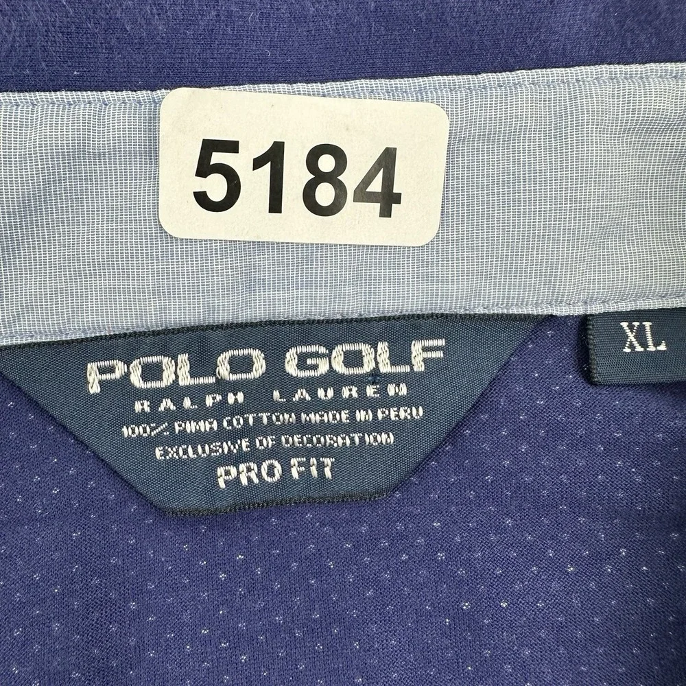 VTG Ralph Lauren Polo Golf Polka Dot Performance Shirt Men XL Blue Pima Cotton